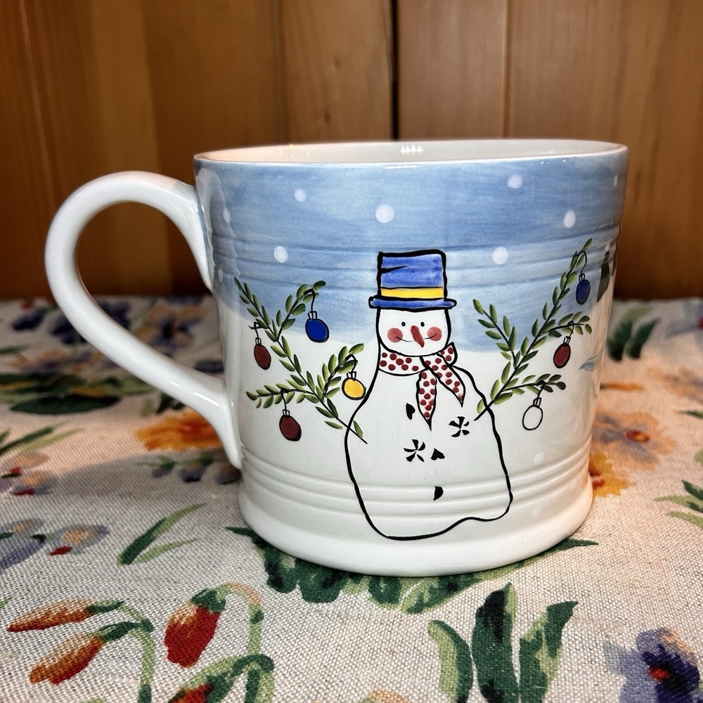 VTG Bath & Body Works BBW Christmas Snowman Large Coffee Cocoa Soup Cup Mug 28oz